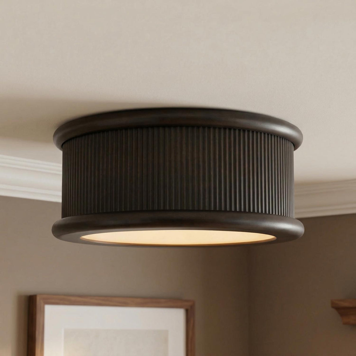Bishop Medium Flush Mount 14", Aged Iron