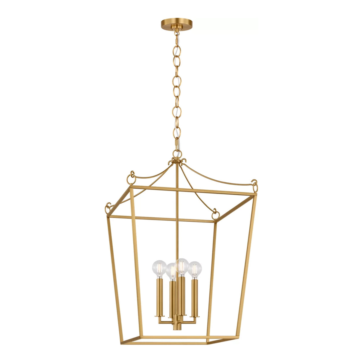 Cambria Medium Lantern Pendant 18", Modern Brass