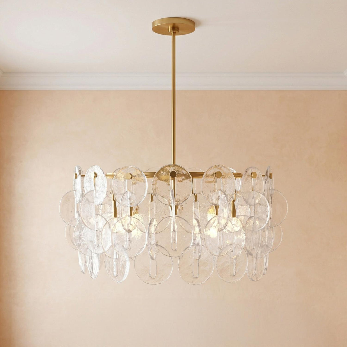 Caprice Chandelier 27", Modern Brass and Clear Glass