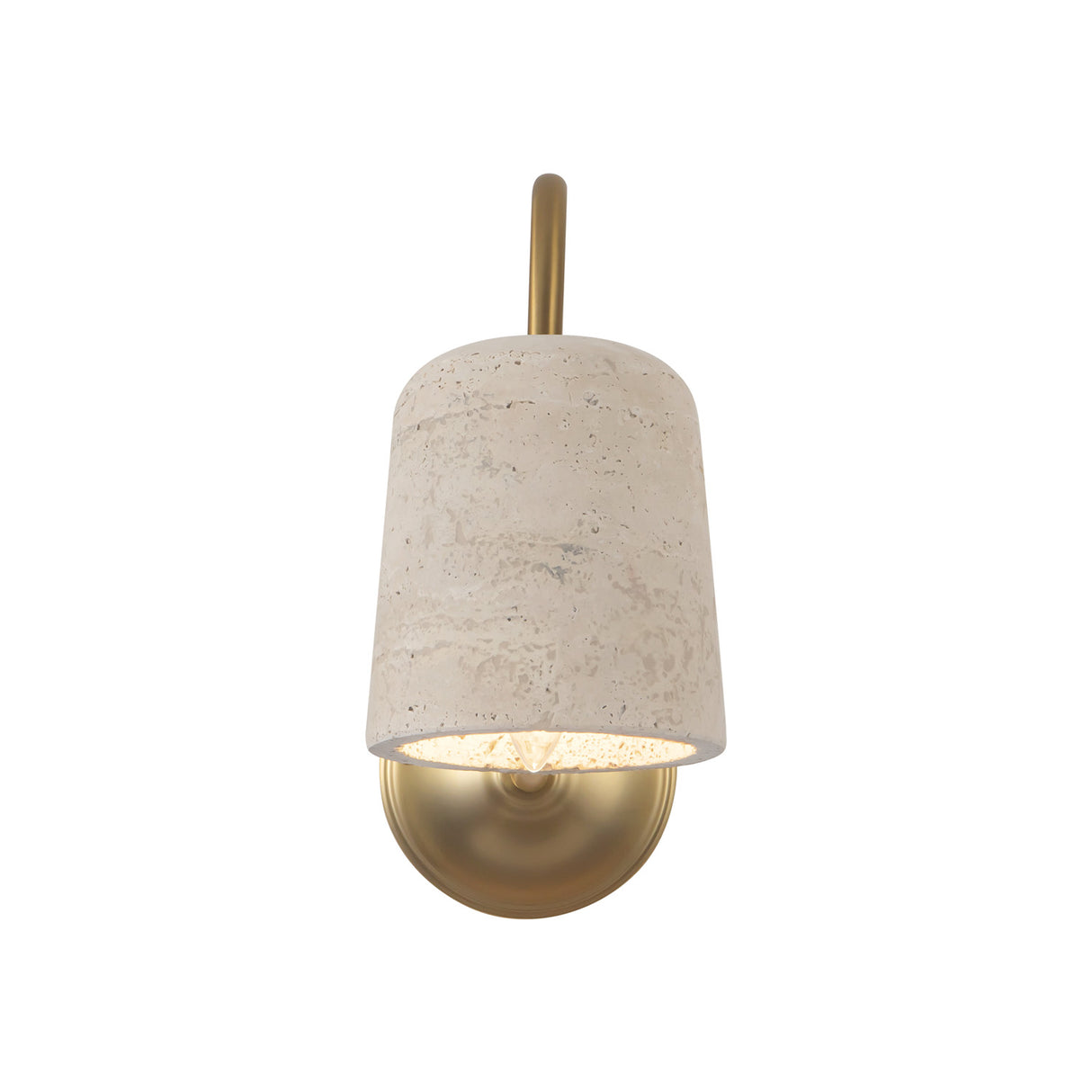 Jethro Wall Sconce 12", Travertine and Brushed Brass