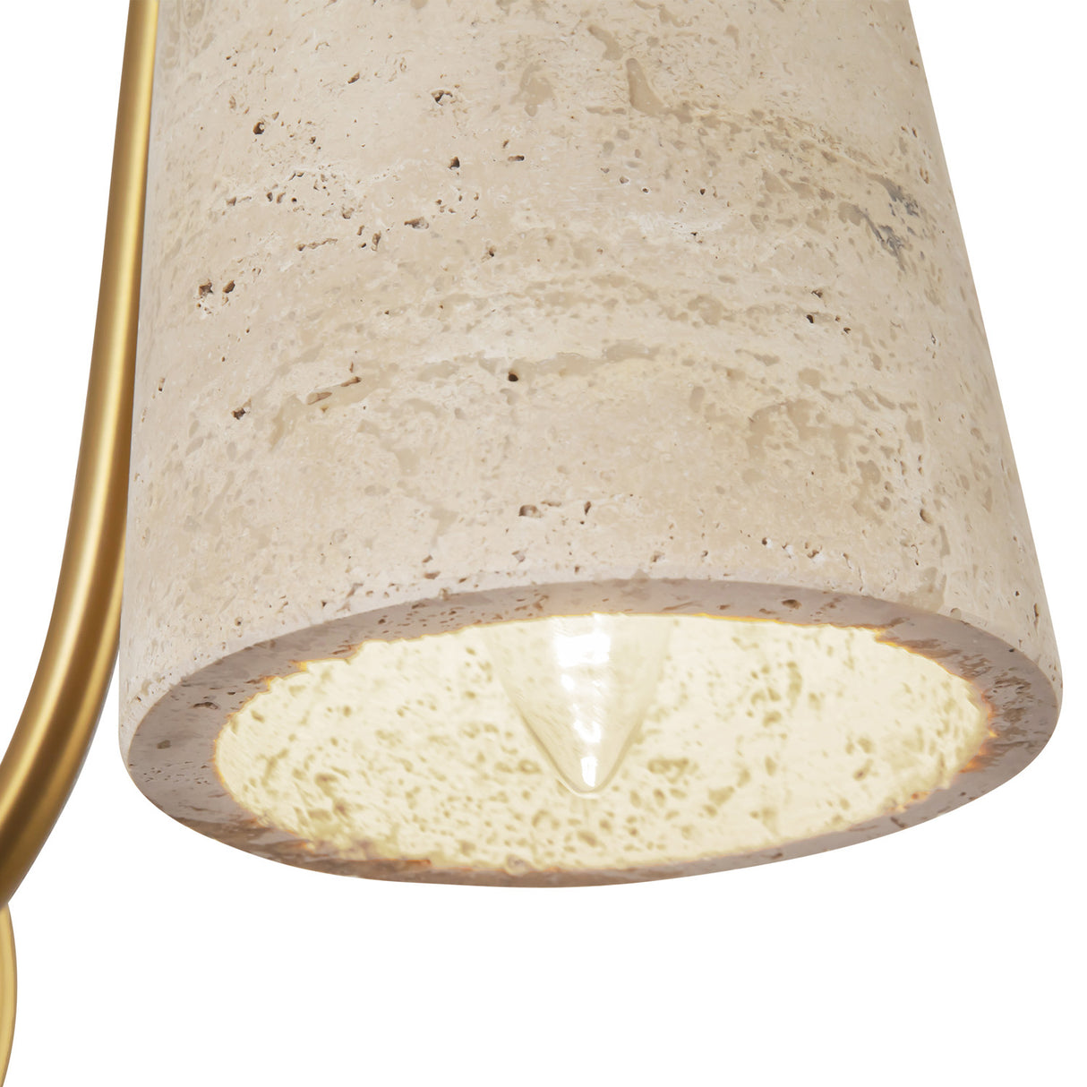 Jethro Wall Sconce 12", Travertine and Brushed Brass
