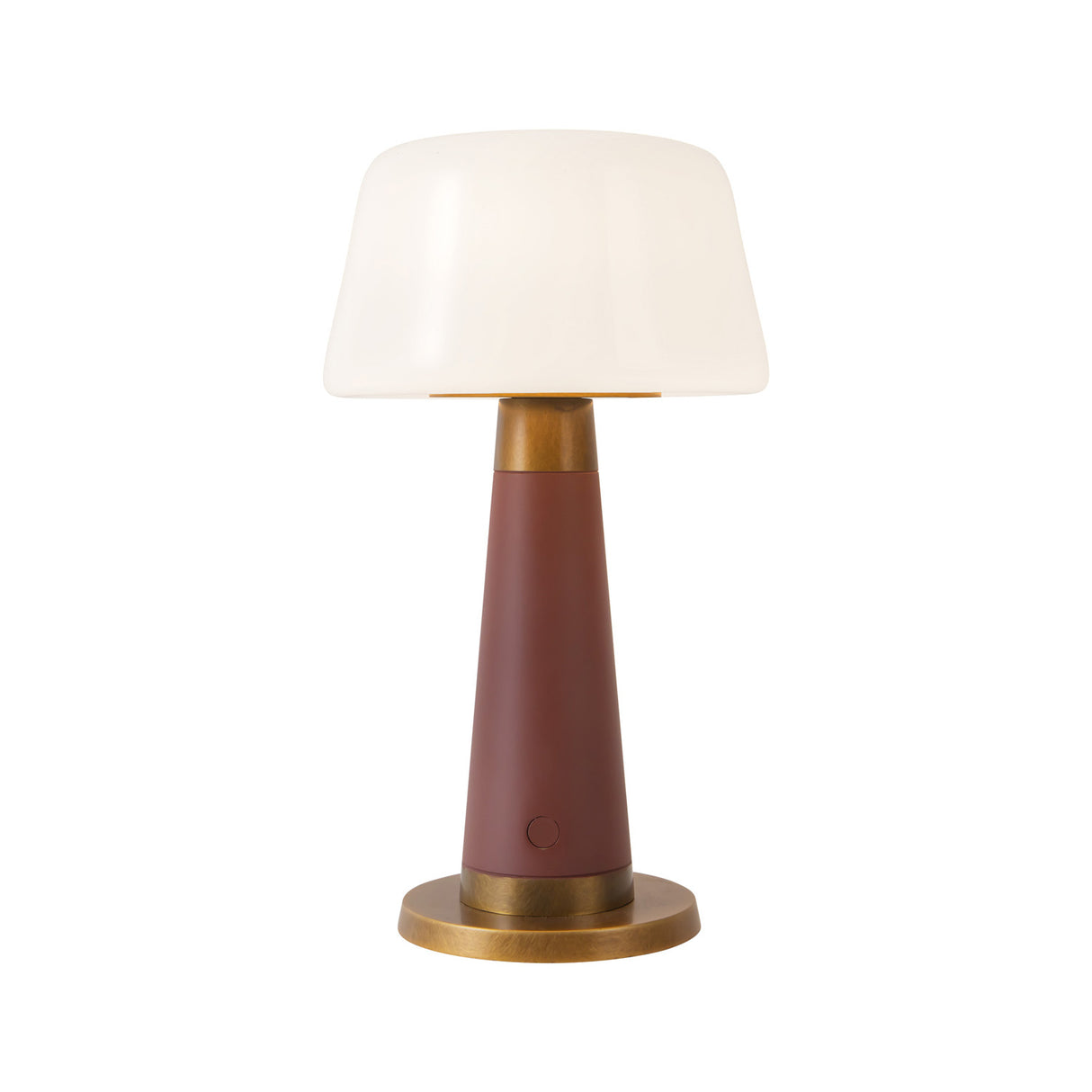 Galina Rechargeable Table Lamp 11", Maroon and Vintage Brass