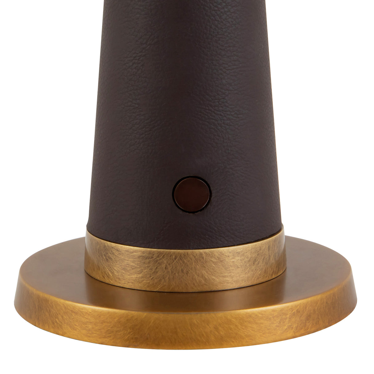 Galina Rechargeable Table Lamp 11", Espresso Vegan Leather and Vintage Brass