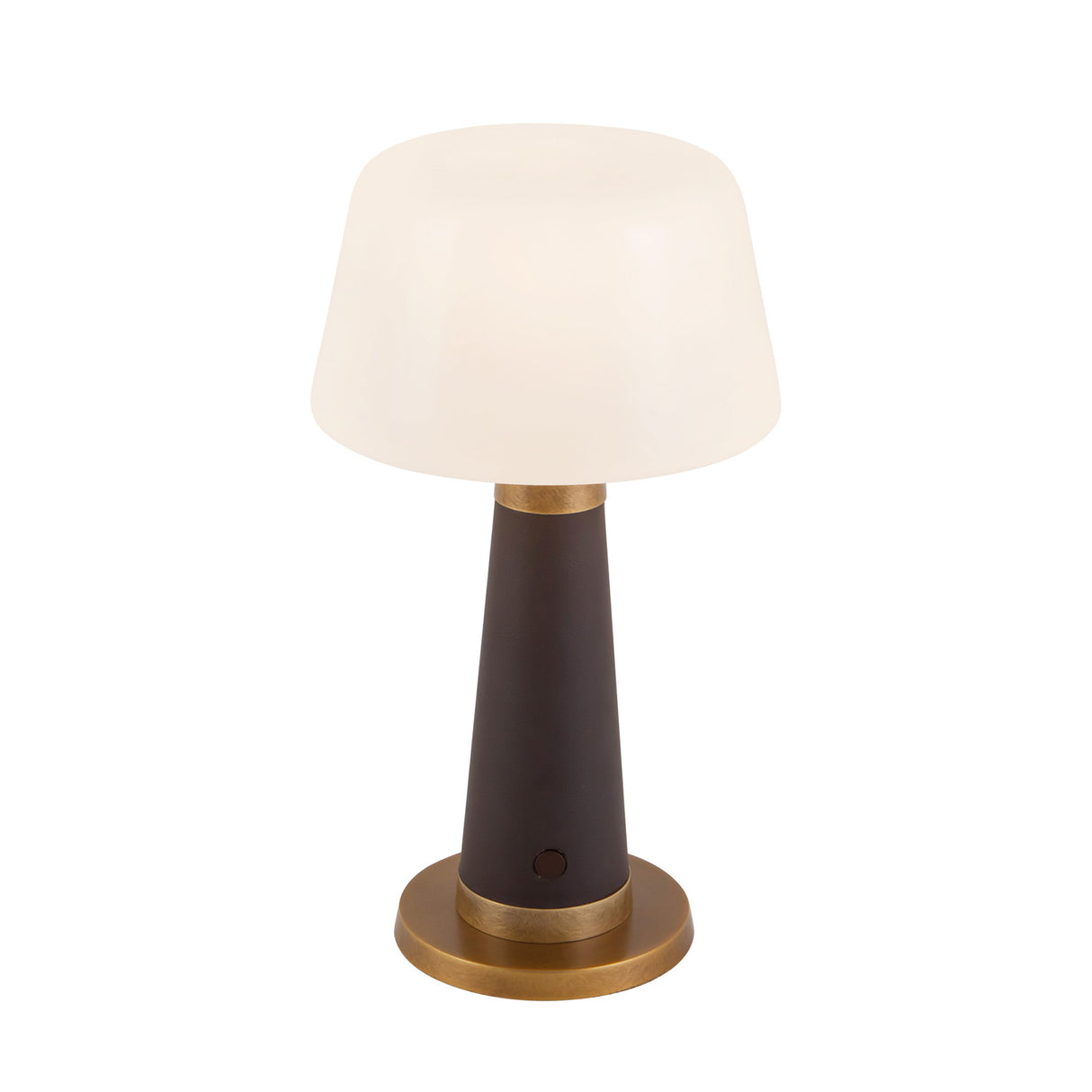 Galina Rechargeable Table Lamp 11", Espresso Vegan Leather and Vintage Brass