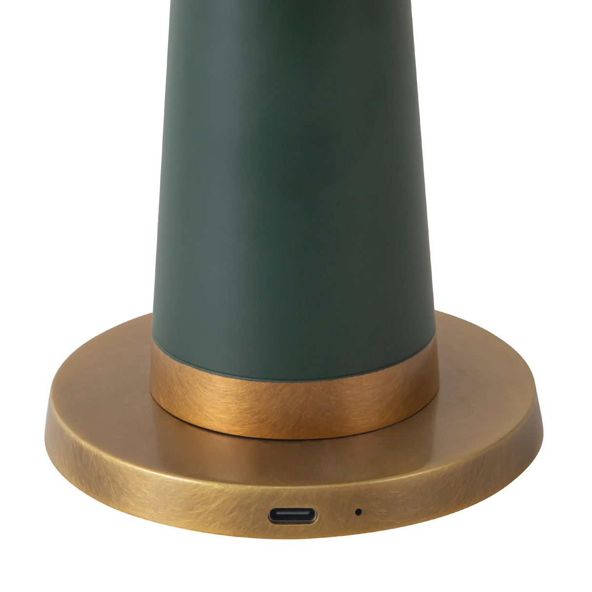 Galina Rechargeable Lamp 11", Hunter Green and Vintage Brass