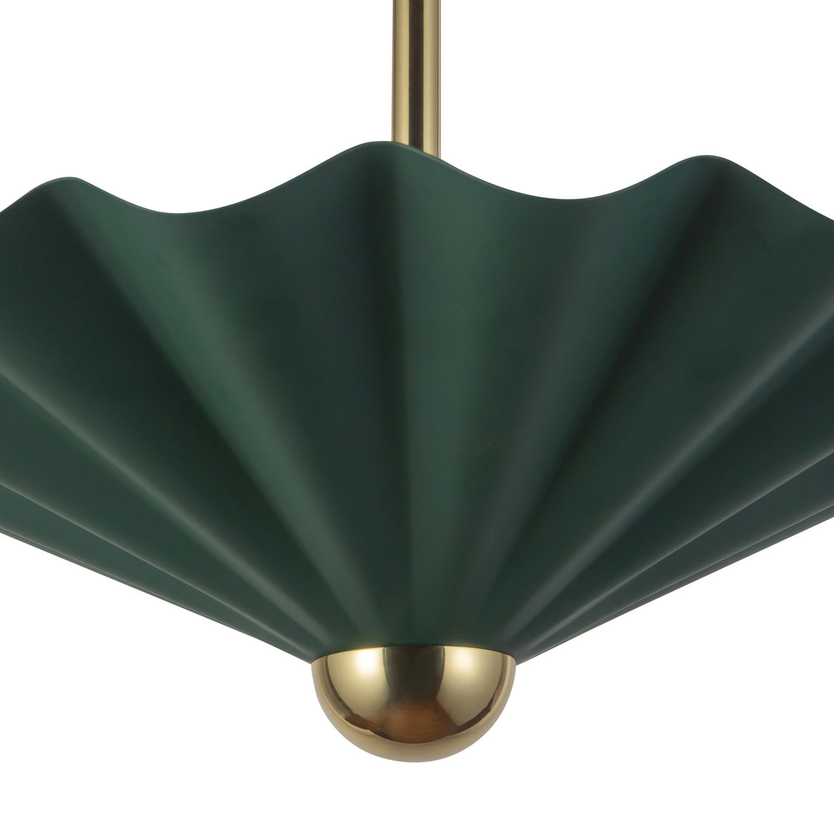 Babette Medium LED Pendant 16", Hunter Green and Brass