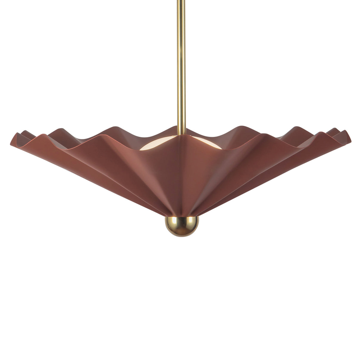 Babette Large LED Pendant 25", Maroon and Brass