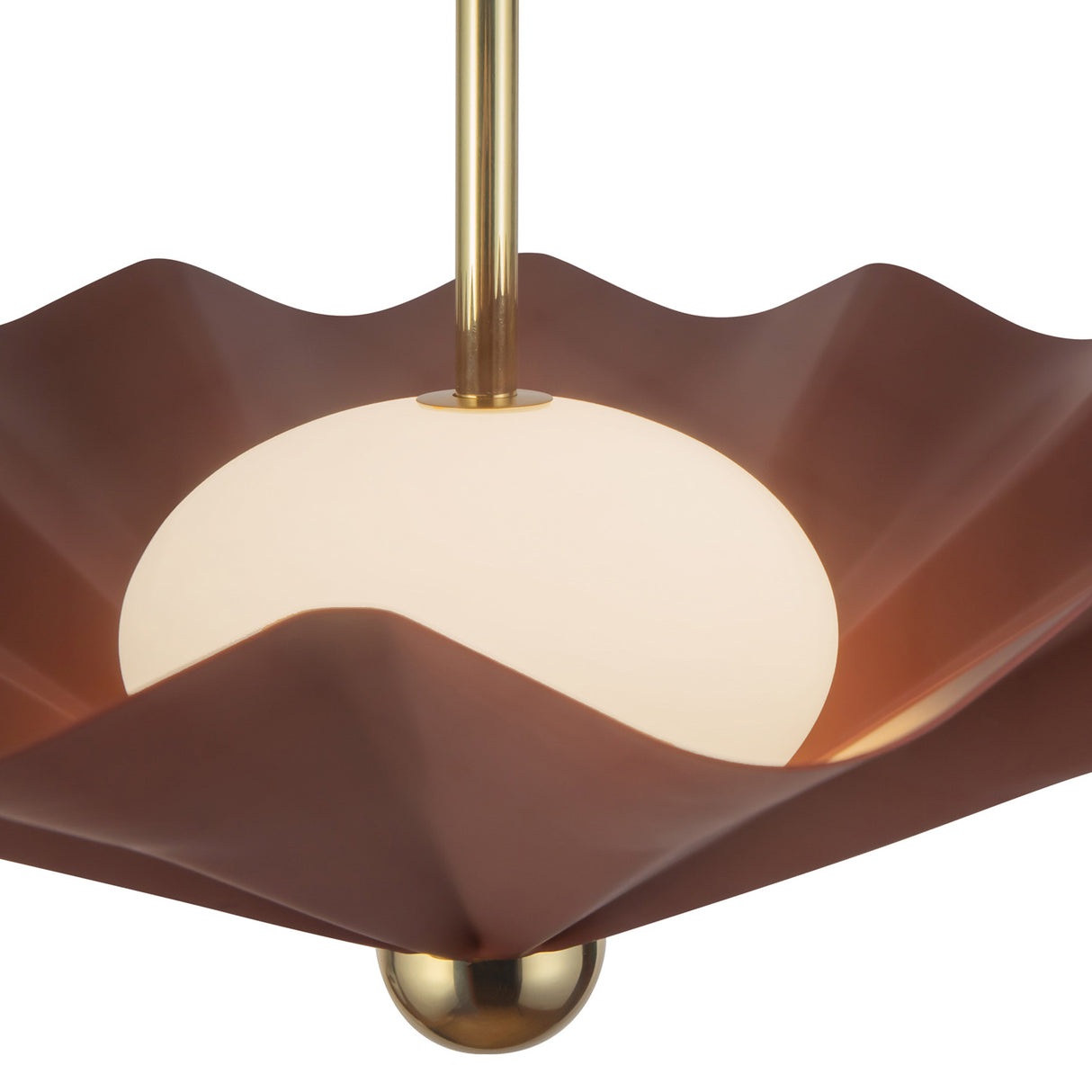 Babette Large LED Pendant 25", Maroon and Brass