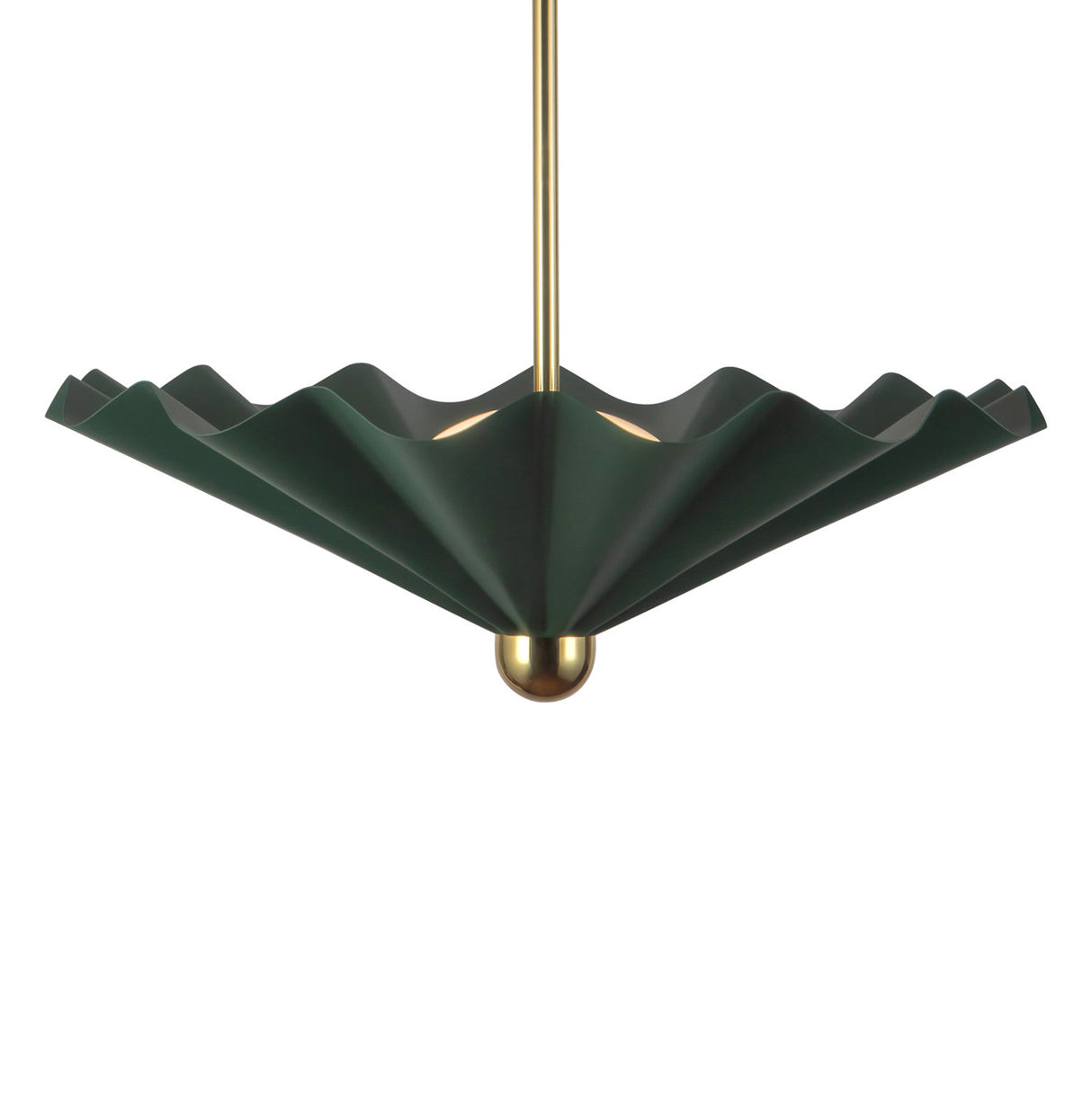 Babette Large LED Pendant 25", Hunter Green and Brass