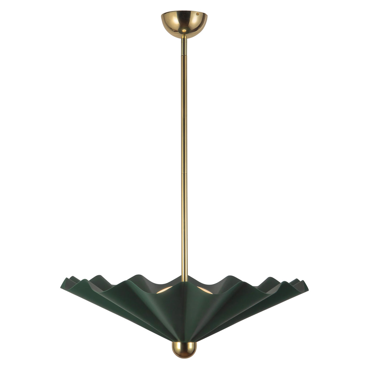 Babette Large LED Pendant 25", Hunter Green and Brass
