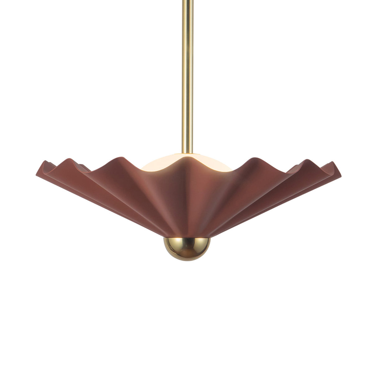 Babette Medium LED Pendant 16", Maroon and Brass