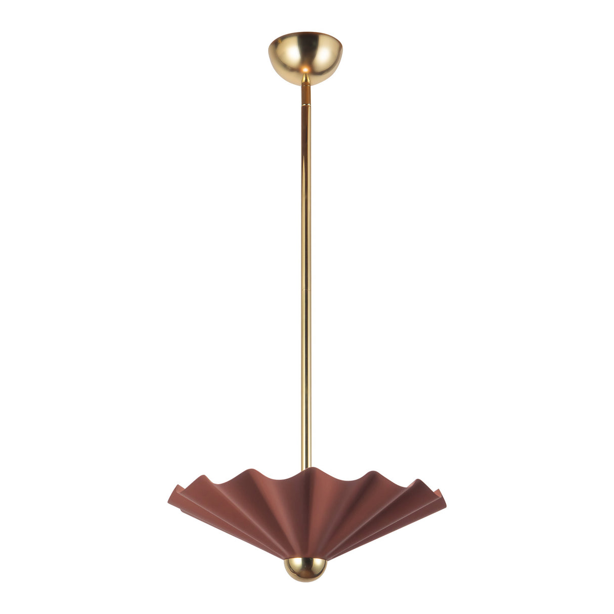 Babette Medium LED Pendant 16", Maroon and Brass