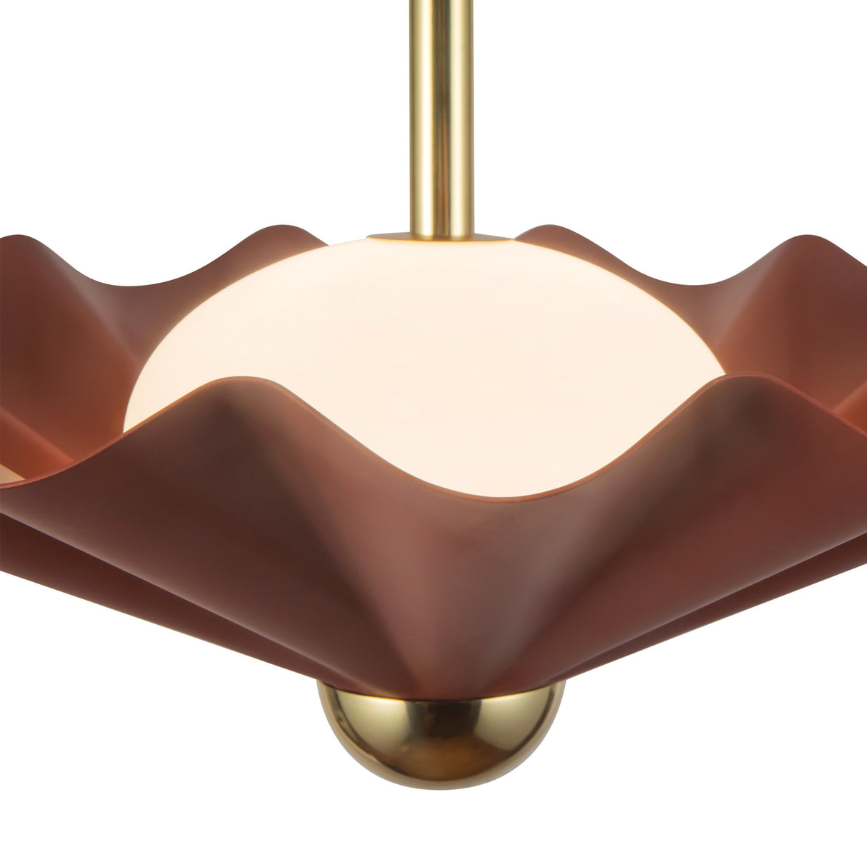 Babette Medium LED Pendant 16", Maroon and Brass