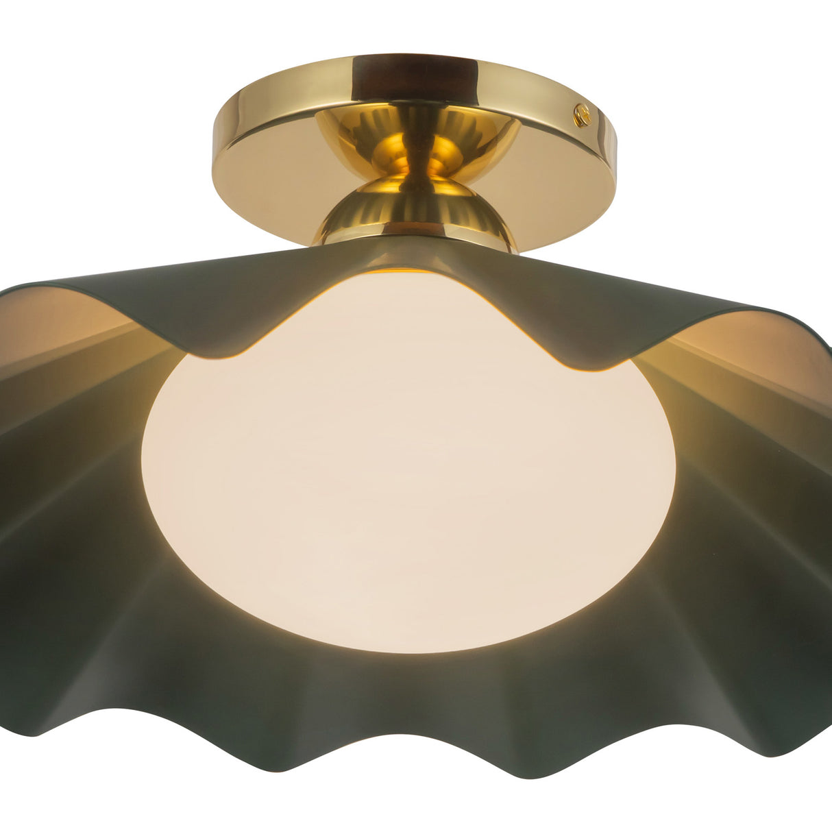 Babette Medium Semi-Flush 16", Hunter Green and Brass