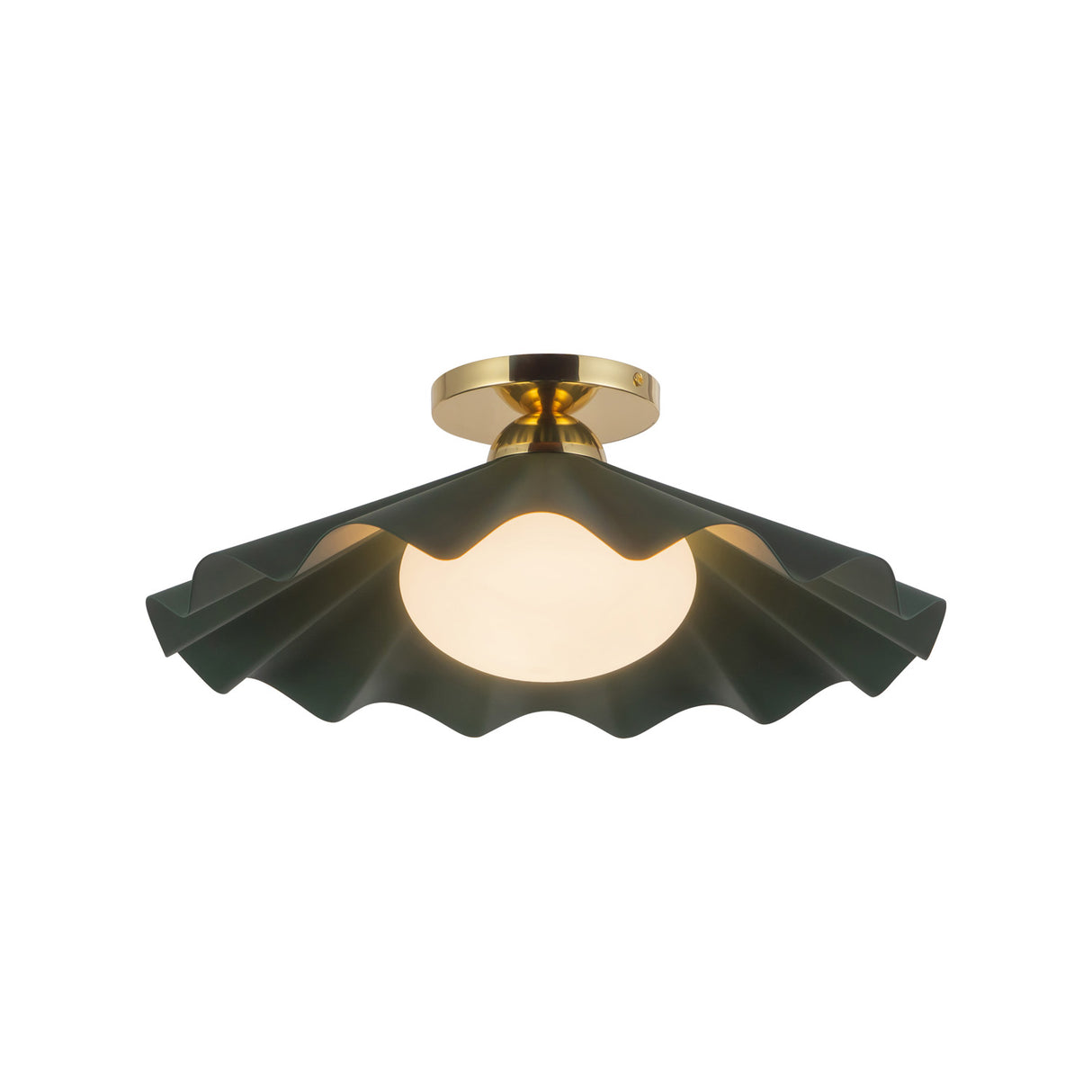 Babette Medium Semi-Flush 16", Hunter Green and Brass