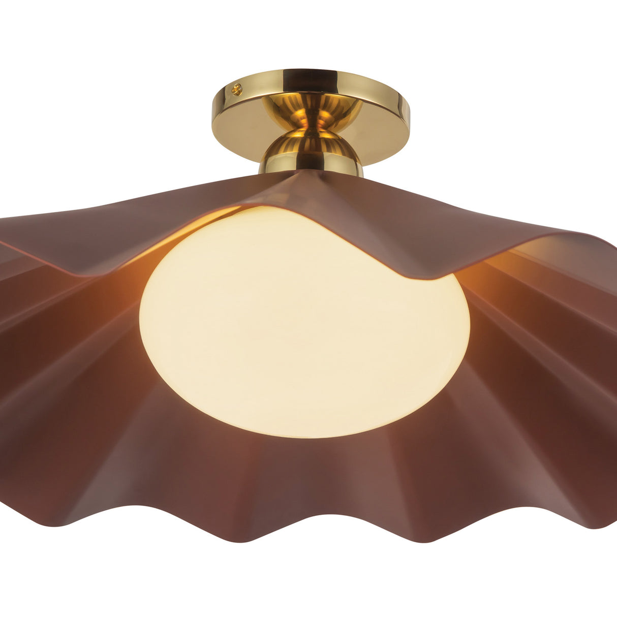 Babette Large Semi-Flush 25", Maroon and Brass