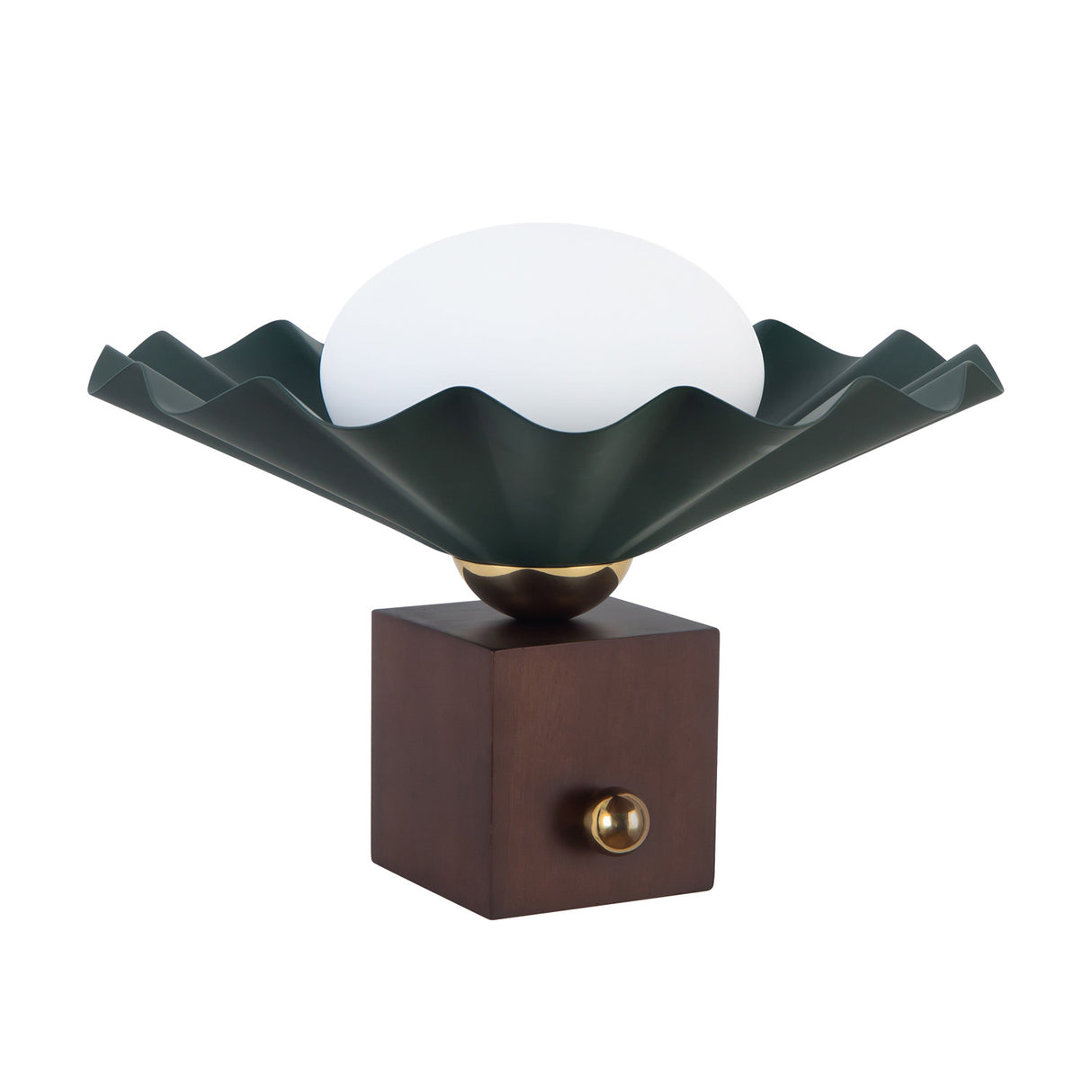 Babette Small Table Lamp 9", Hunter Green and Walnut