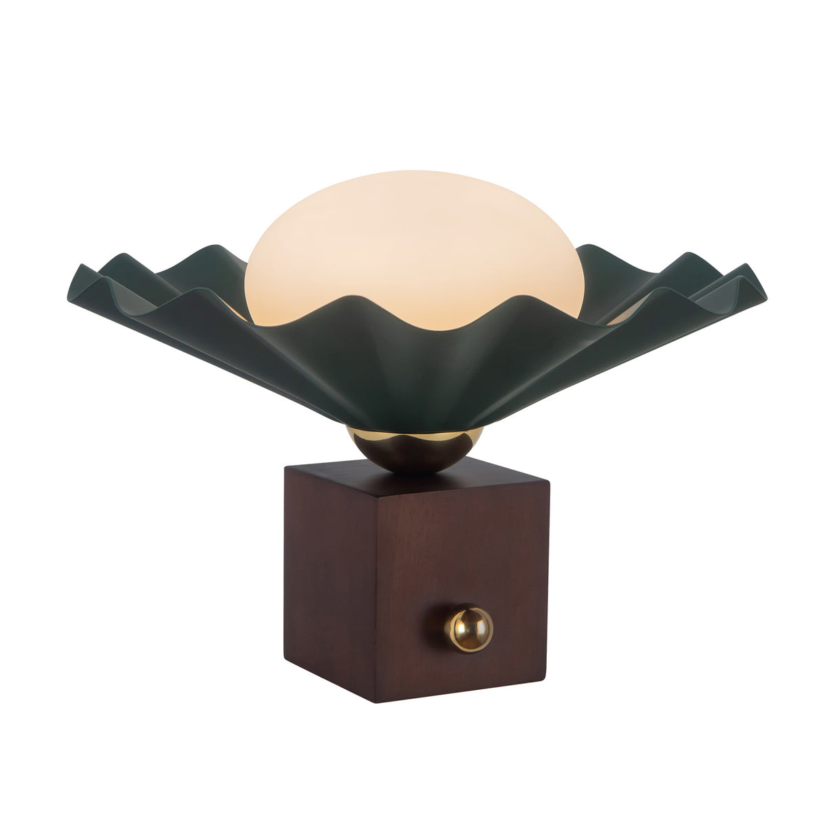Babette Small Table Lamp 9", Hunter Green and Walnut