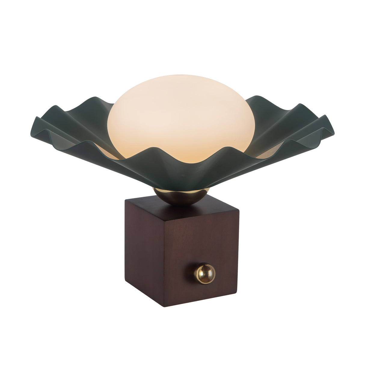 Babette Small Table Lamp 9", Hunter Green and Walnut