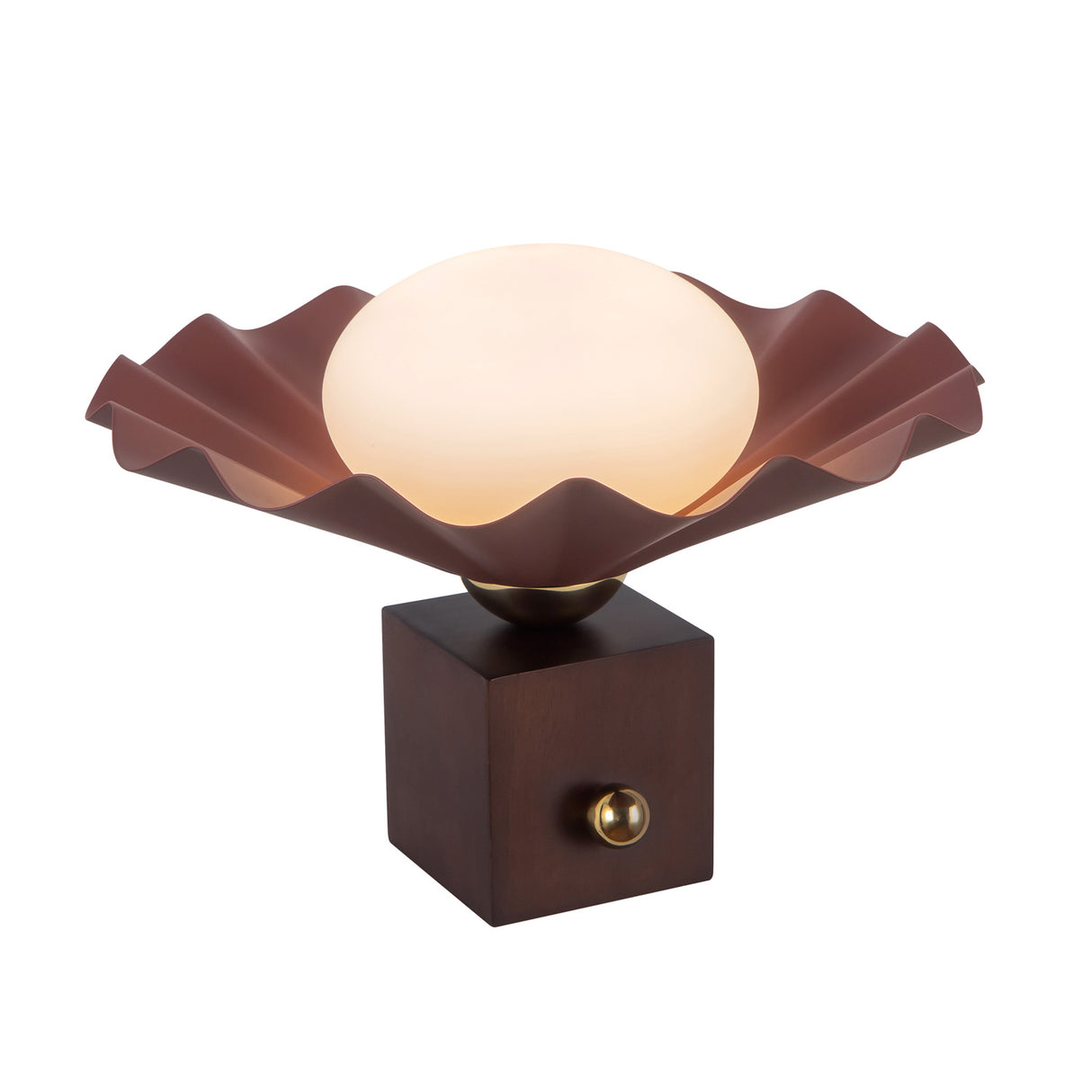 Babette Small Table Lamp 9", Maroon and Walnut