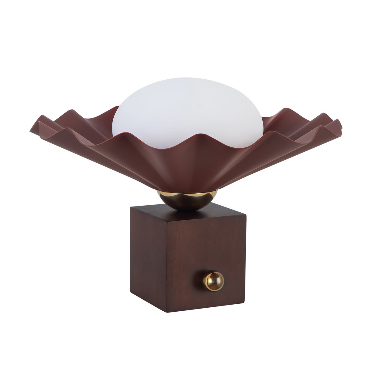 Babette Small Table Lamp 9", Maroon and Walnut