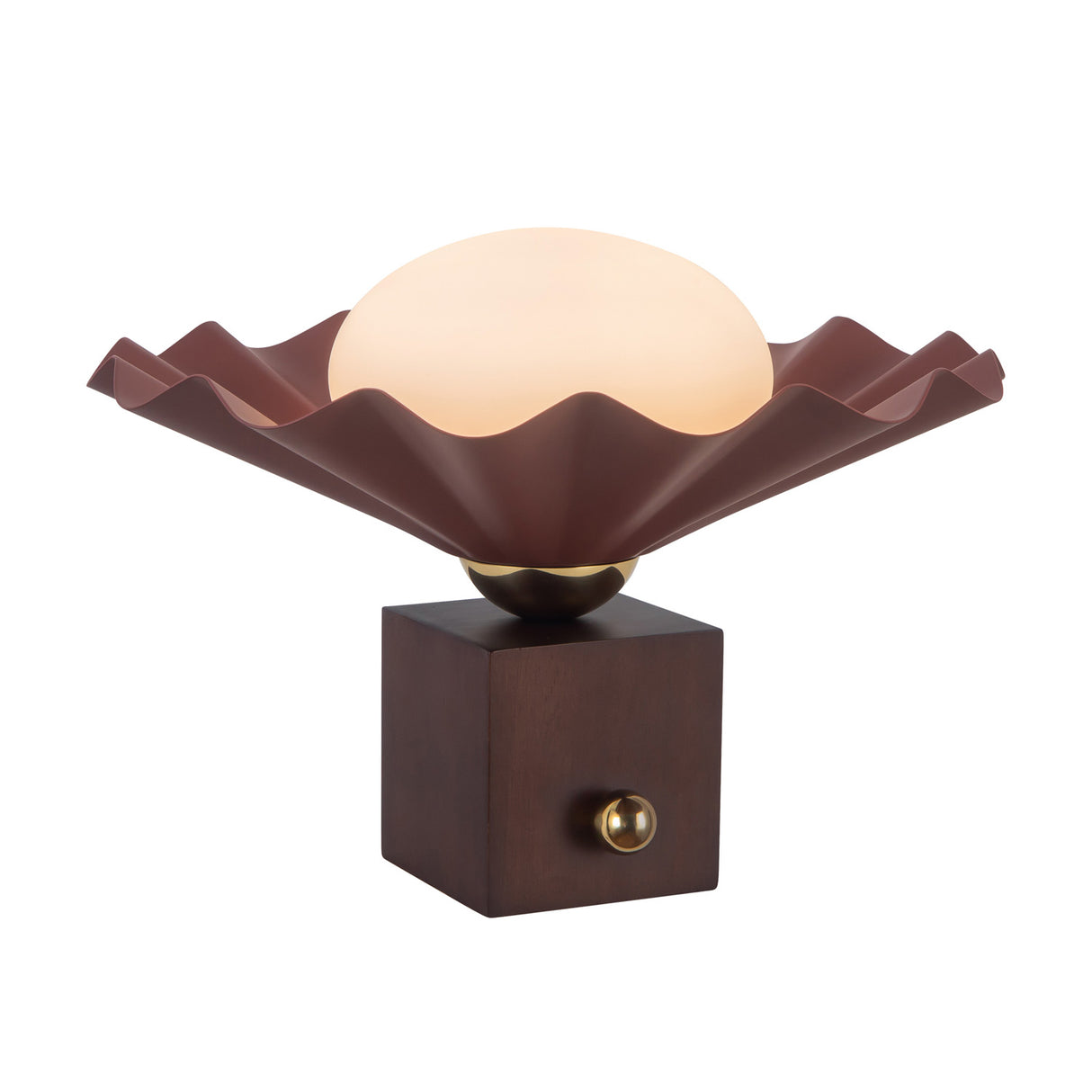 Babette Small Table Lamp 9", Maroon and Walnut