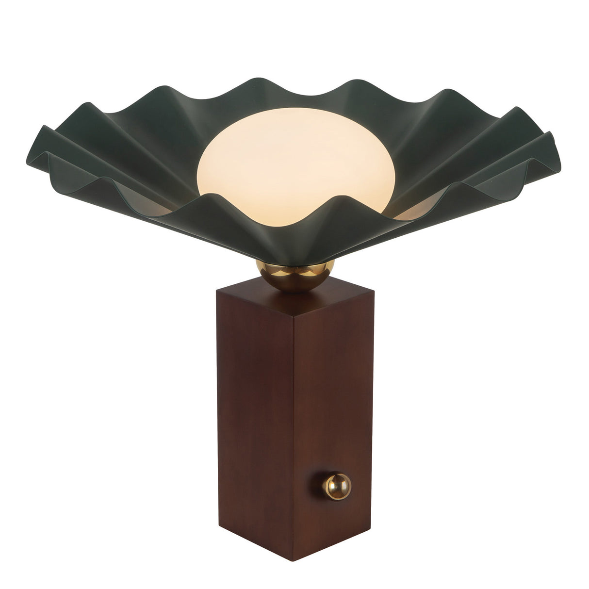 Babette Medium Table Lamp 14", Hunter Green and Walnut