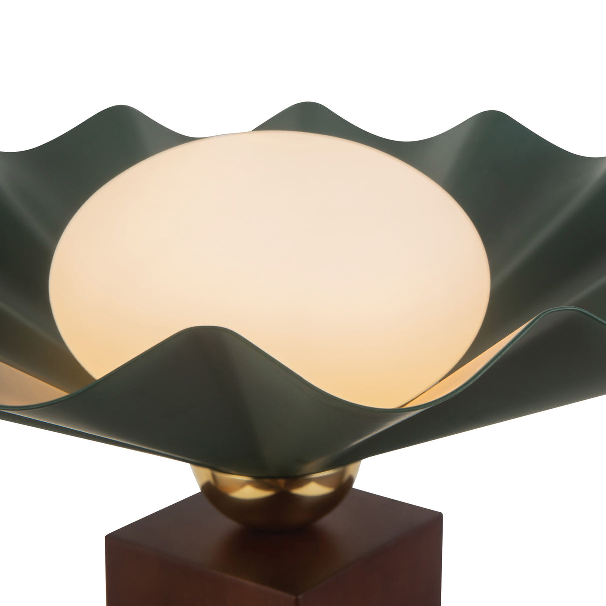 Babette Medium Table Lamp 14", Hunter Green and Walnut