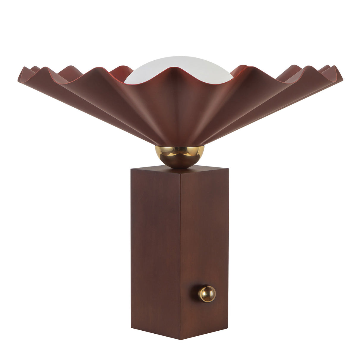 Babette Medium Table Lamp 14", Maroon and Walnut
