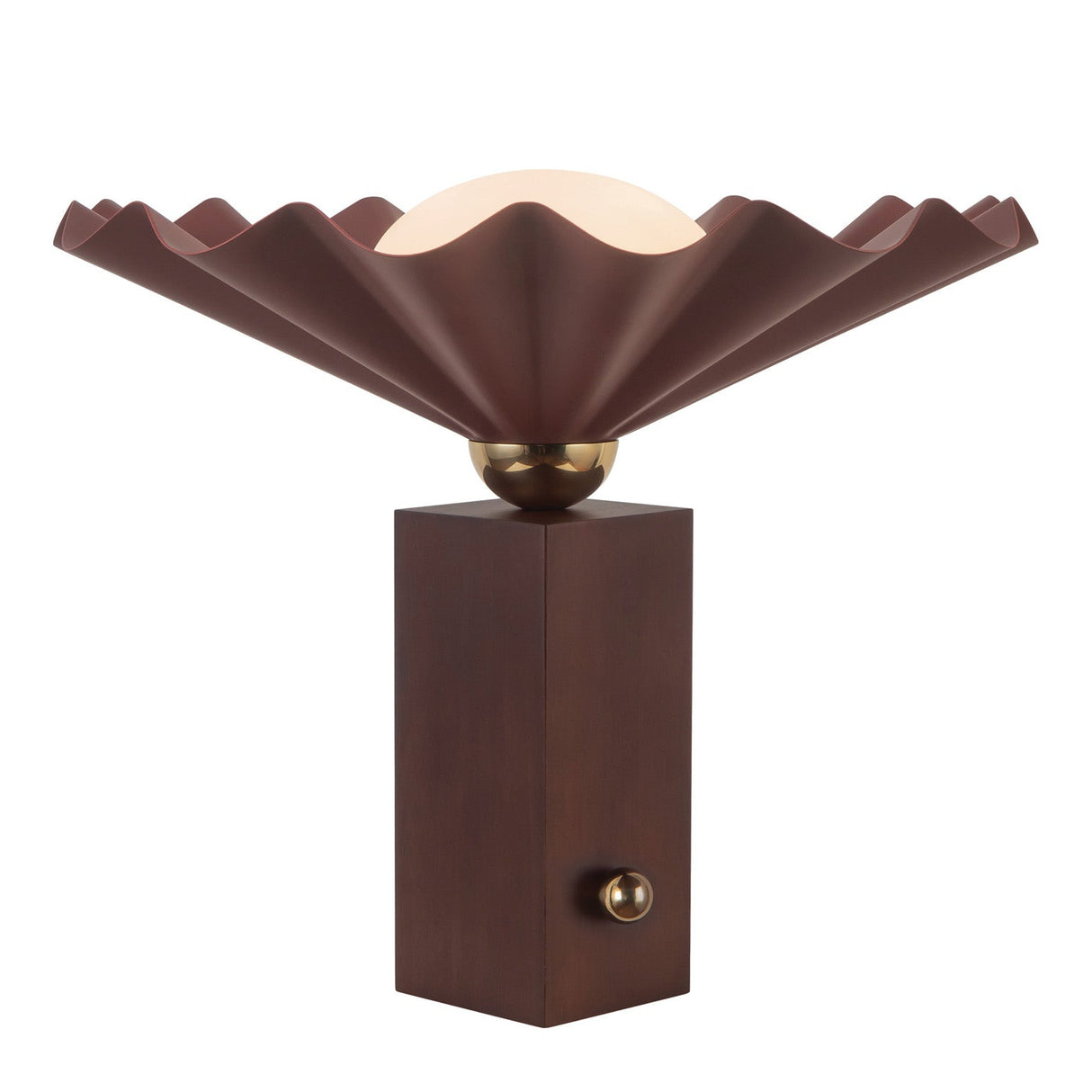 Babette Medium Table Lamp 14", Maroon and Walnut