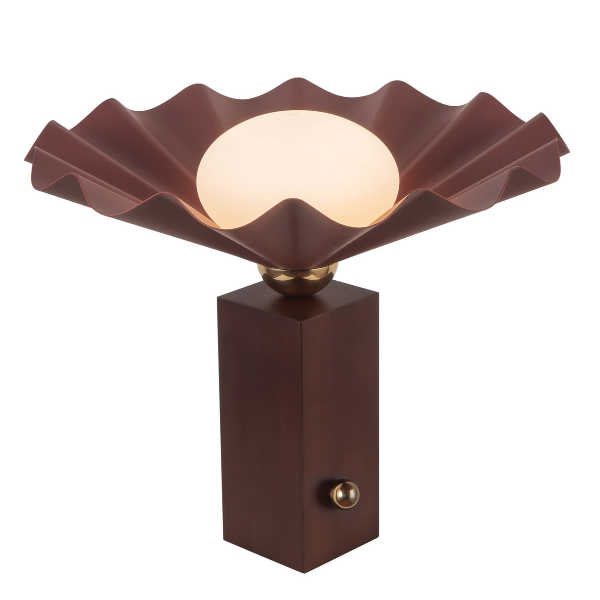 Babette Medium Table Lamp 14", Maroon and Walnut