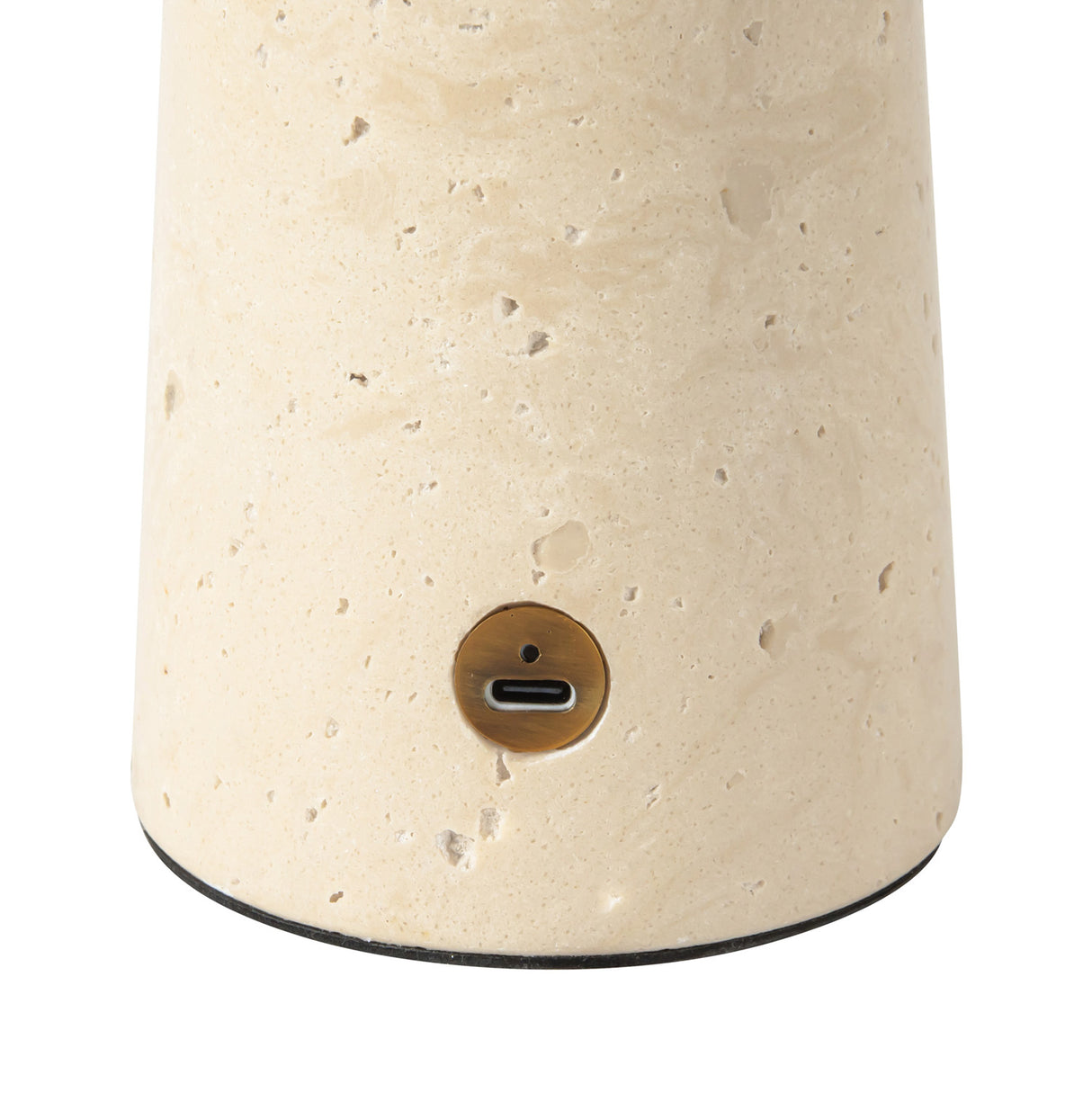 Akari Rechargeable Table Lamp 12", Travertine and Vintage Brass