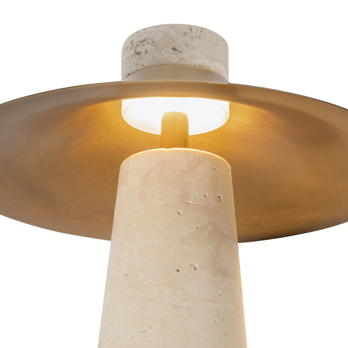 Akari Rechargeable Table Lamp 12", Travertine and Vintage Brass