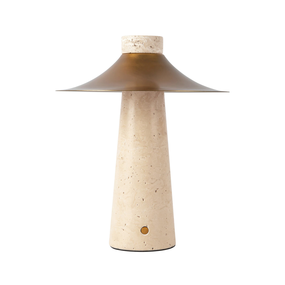 Akari Rechargeable Table Lamp 12", Travertine and Vintage Brass