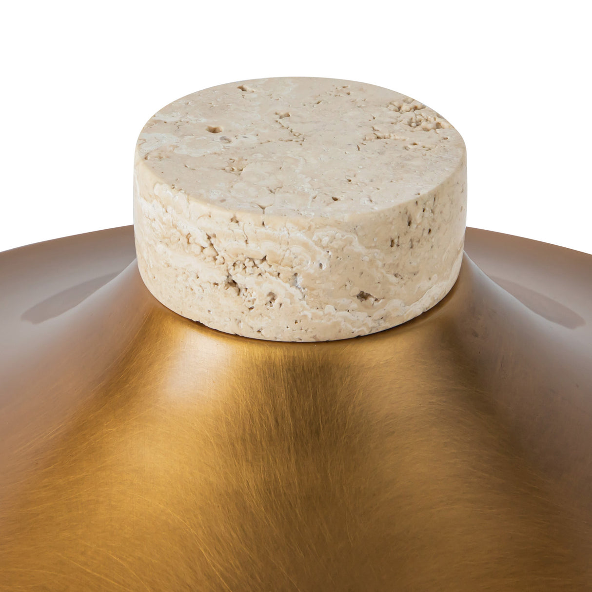 Akari Rechargeable Table Lamp 12", Travertine and Vintage Brass