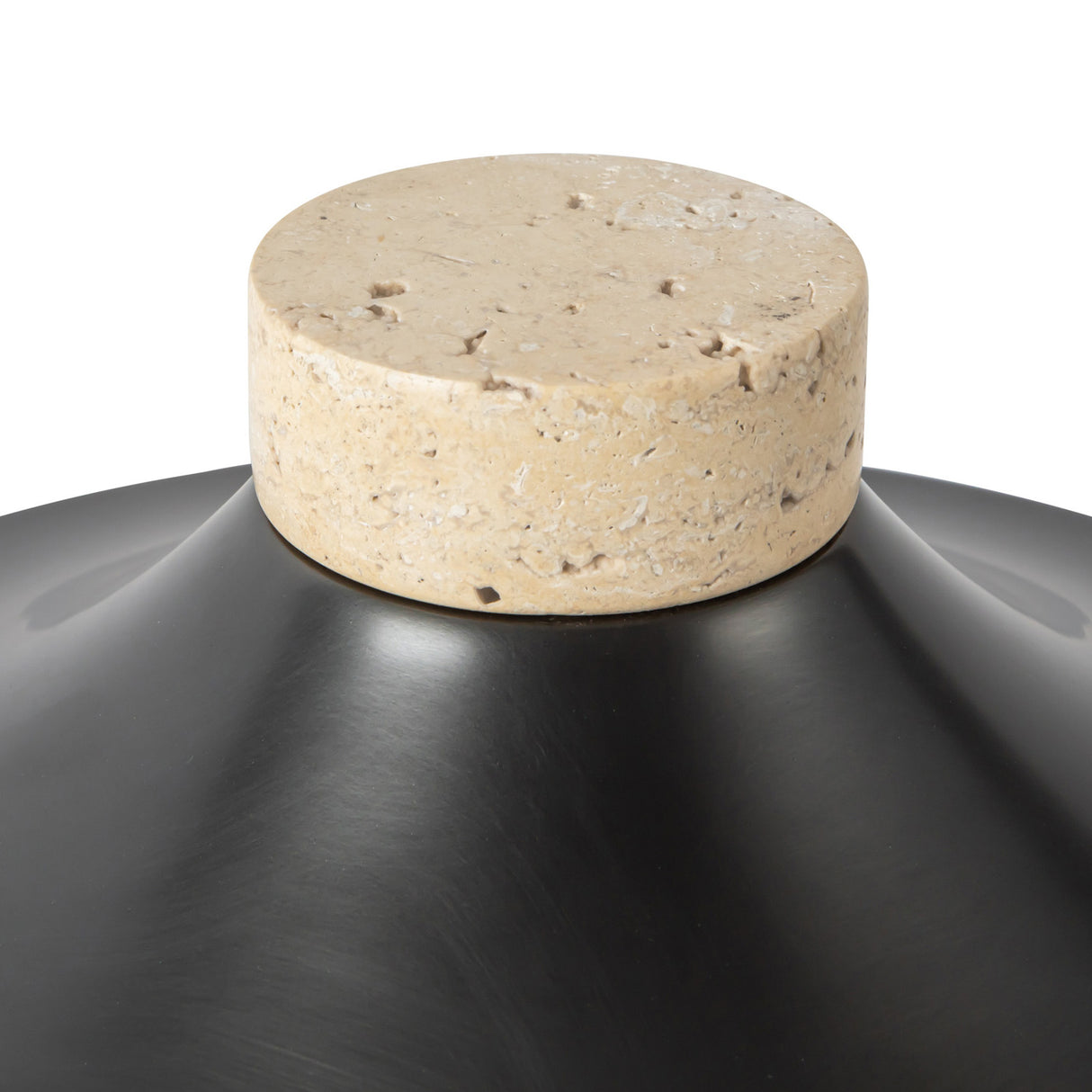 Akari Rechargeable Table Lamp 12", Travertine and Urban Bronze