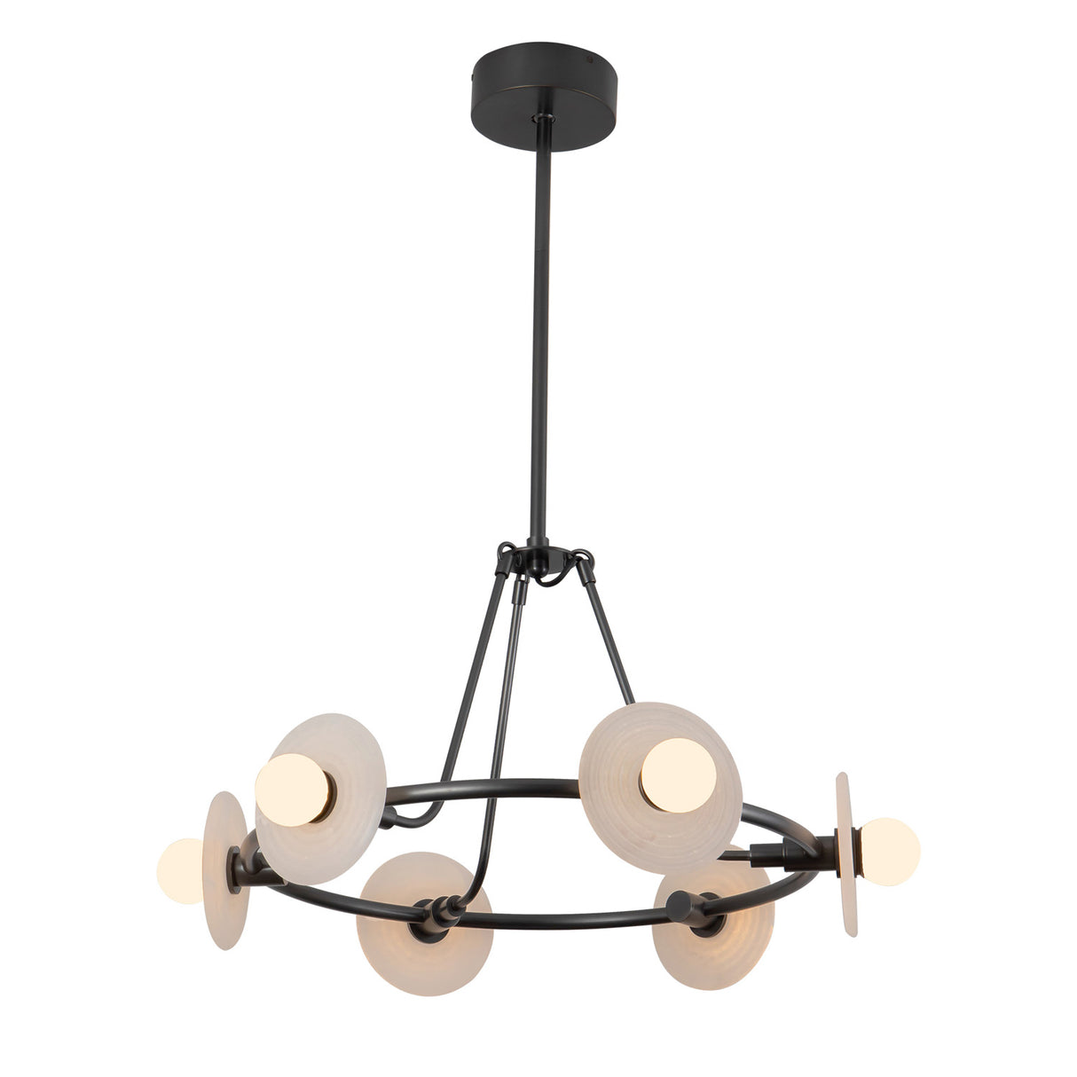 Bren LED Chandelier 28", Urban Bronze and Alabaster