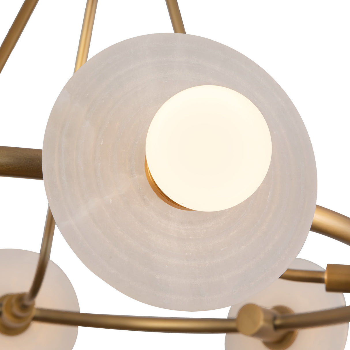 Bren LED Chandelier 28", Vintage Brass and Alabaster