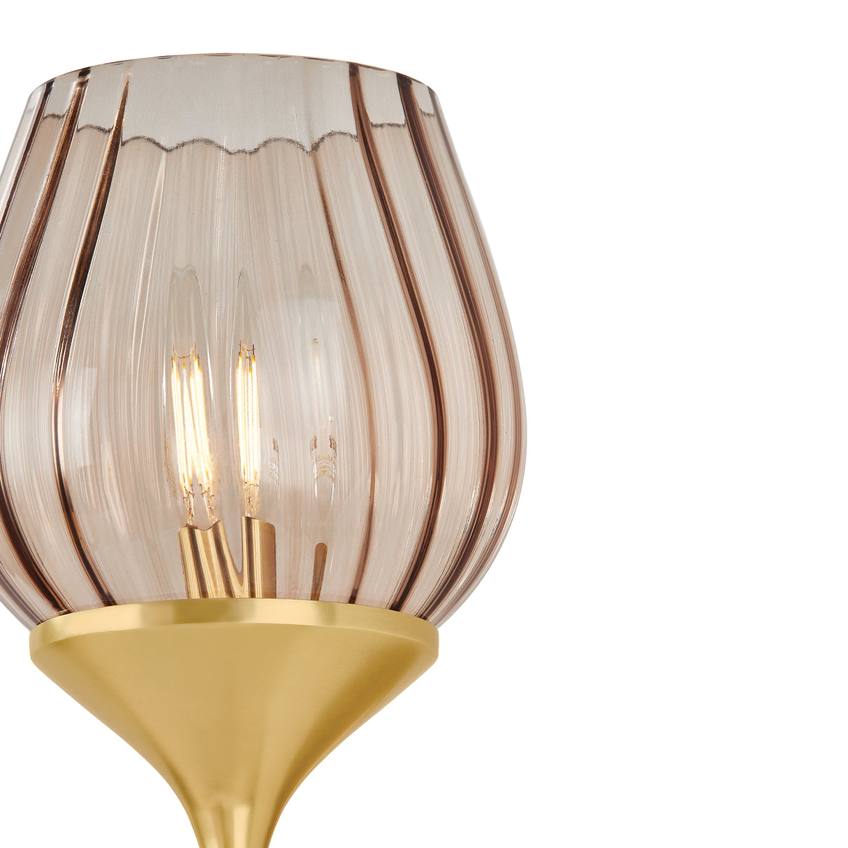 Octavia Wall Sconce 17", Aged Brass and Smoke Taupe Ribbed Glass