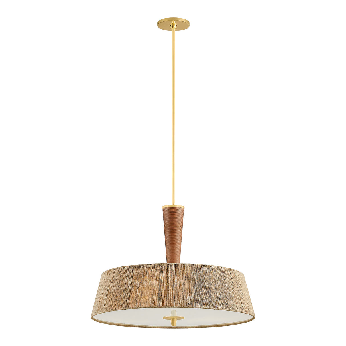 Pascal Extra Large Pendant 30", Jute, Rattan and Aged Brass