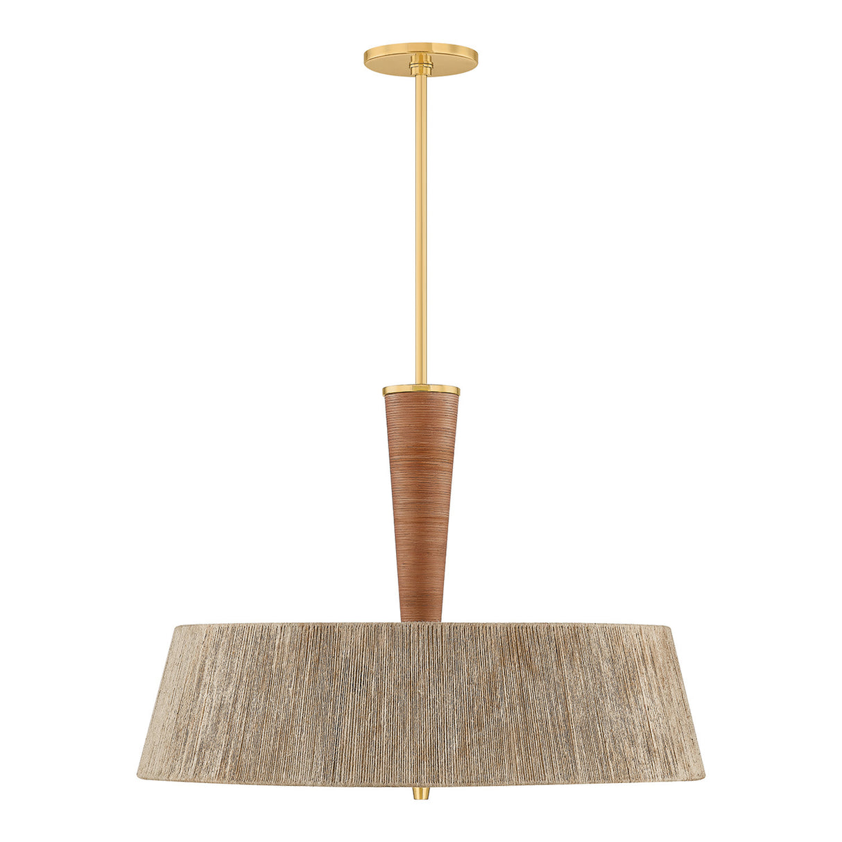 Pascal Extra Large Pendant 30", Jute, Rattan and Aged Brass