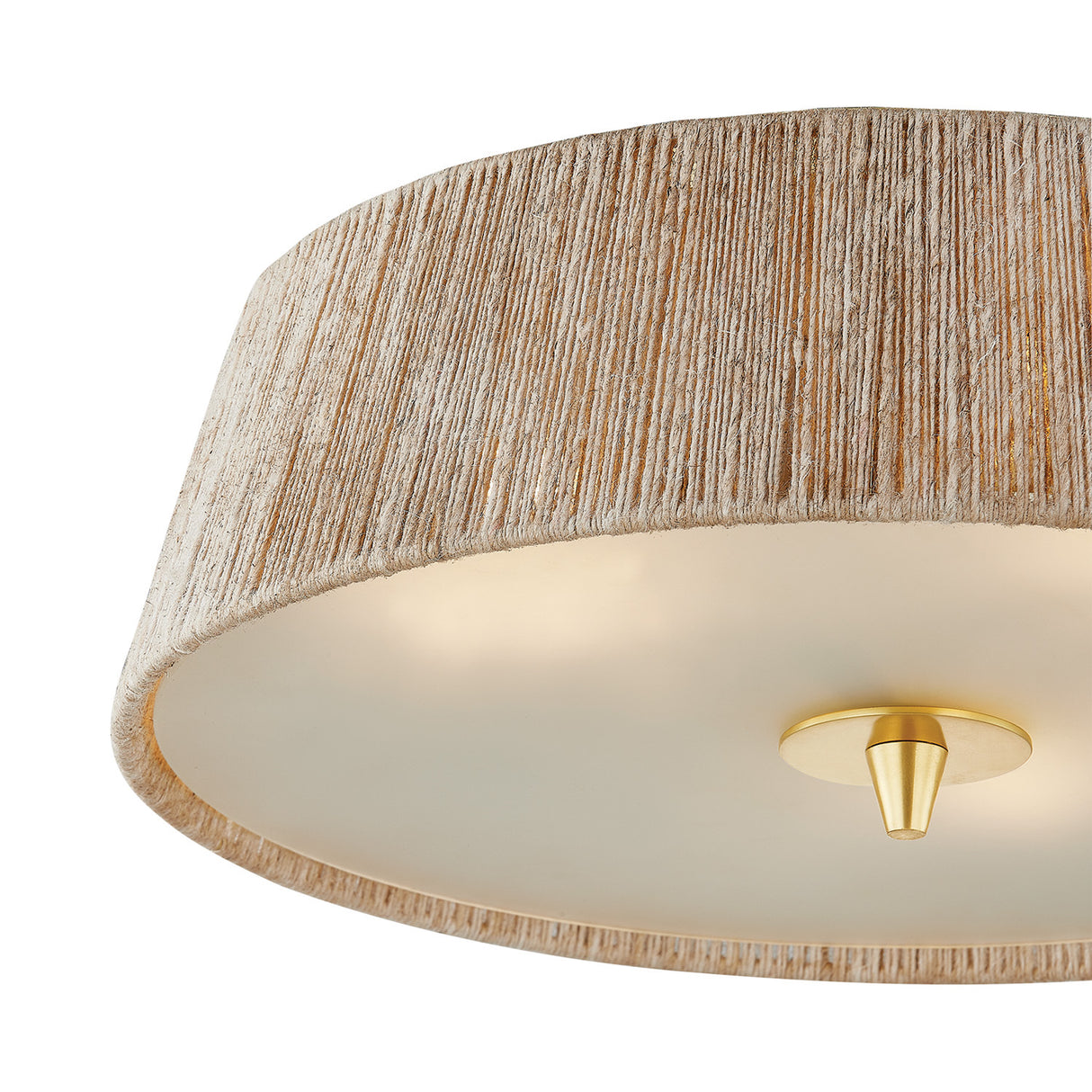 Pascal Flush Mount 18", Jute and Aged Brass