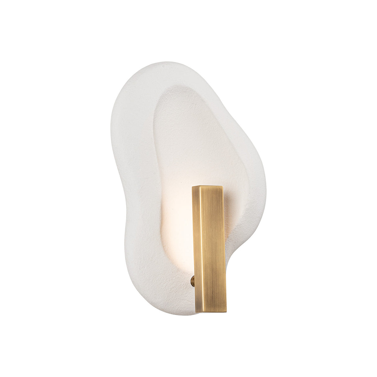 Ravel LED Wall Sconce 14", White Ceramic and Patina Brass