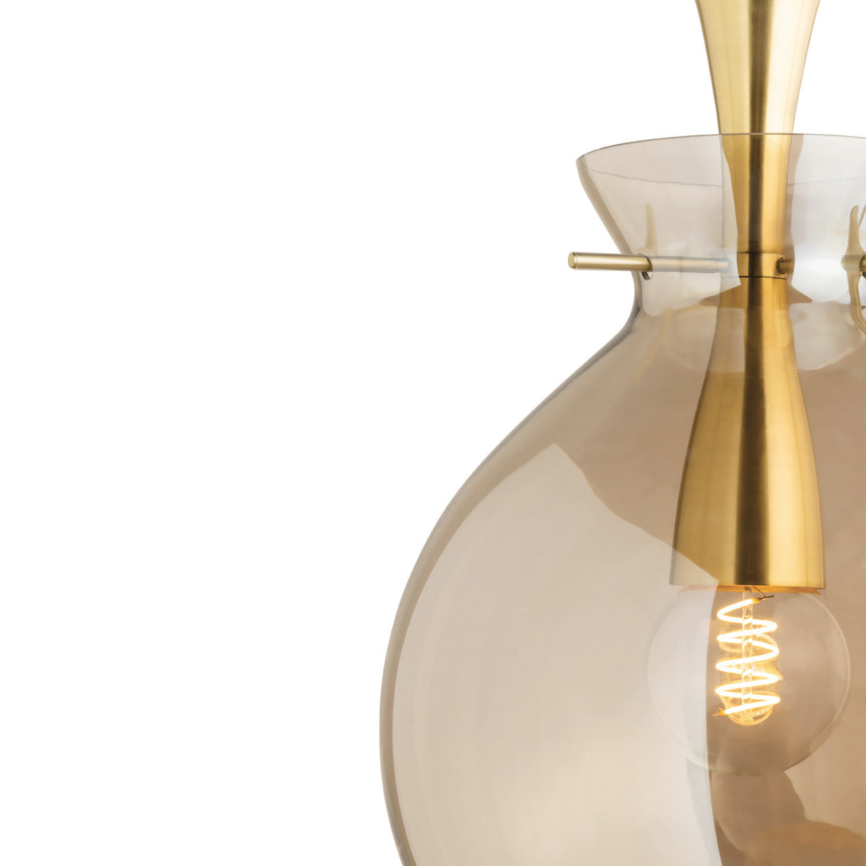 Arianne Small Pendant 12", Aged Brass and Smoke Taupe Glass