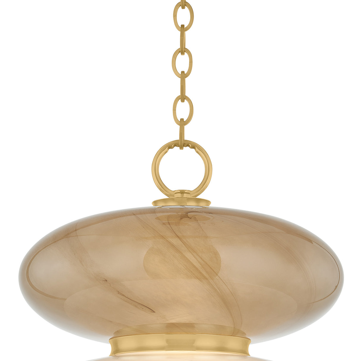 Danara Large LED Pendant 19", Two-Tone Art Glass and Brass