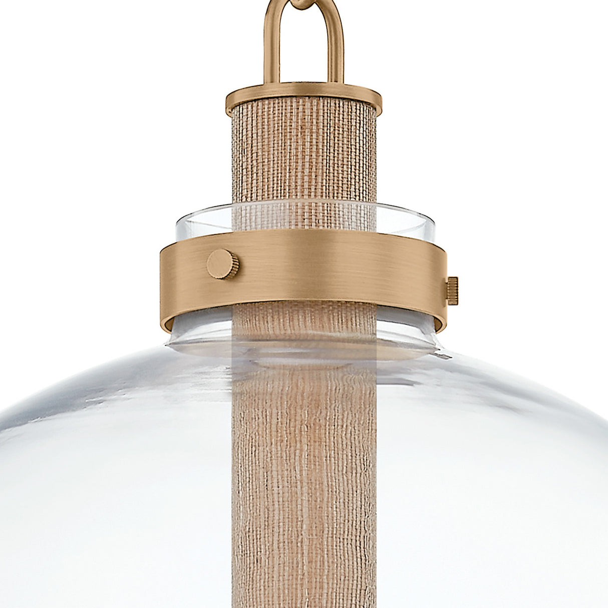 Midori Medium Pendant 16", Patina Brass with Grasscloth Accents