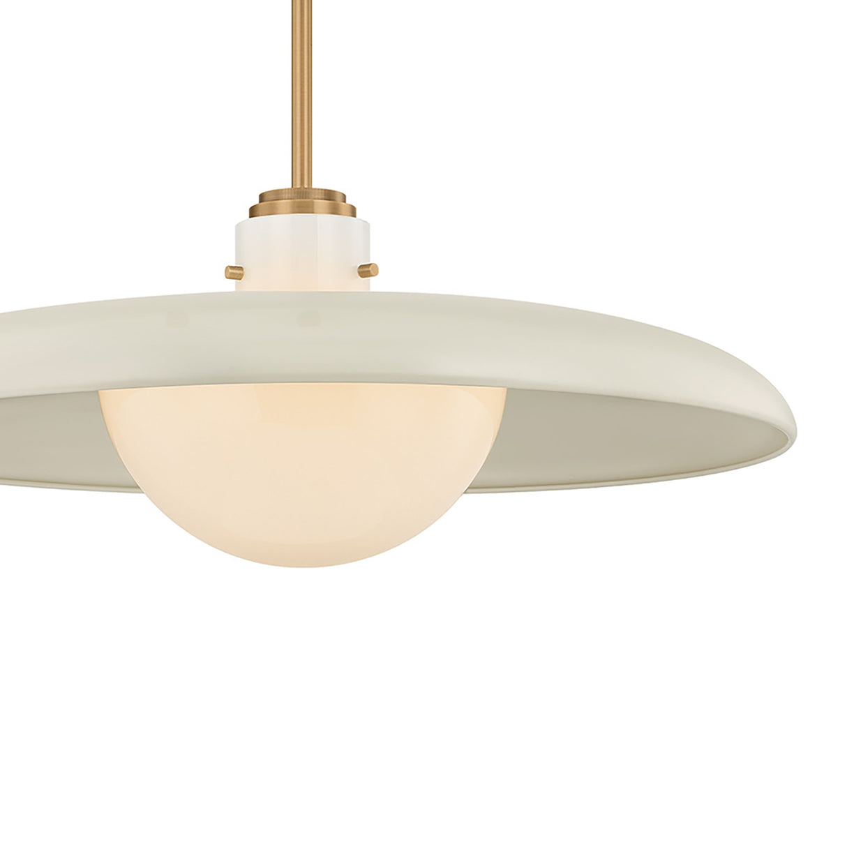 Bain Extra Large Pendant 28", Off-White and Patina Brass