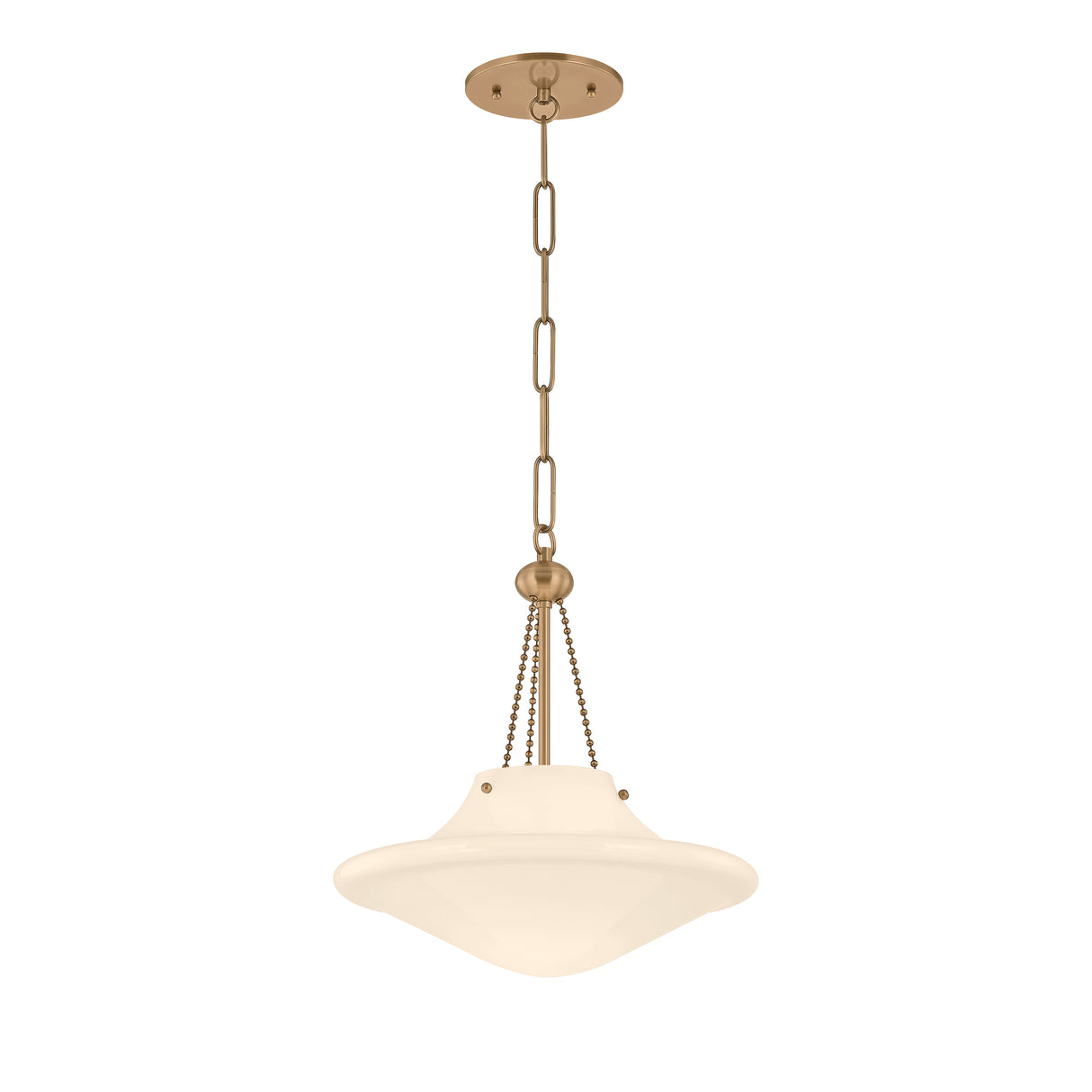 Balina Medium Pendant 14", Patina Brass and Milk Glass