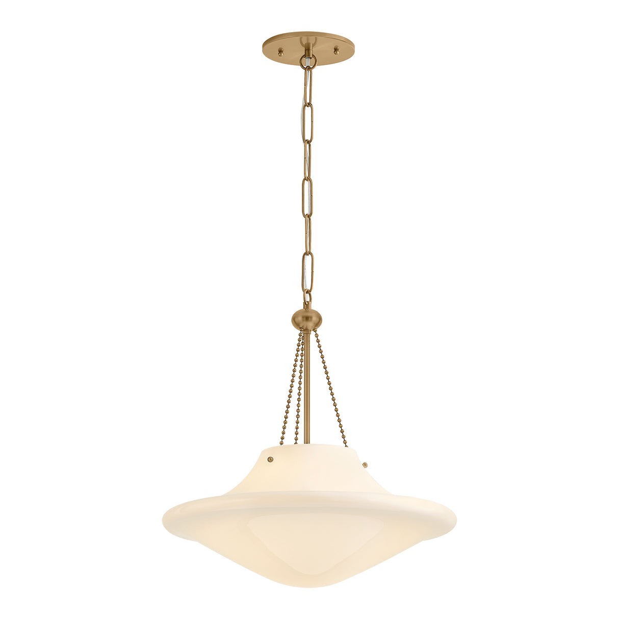 Balina Large Pendant 18", Patina Brass and Milk Glass