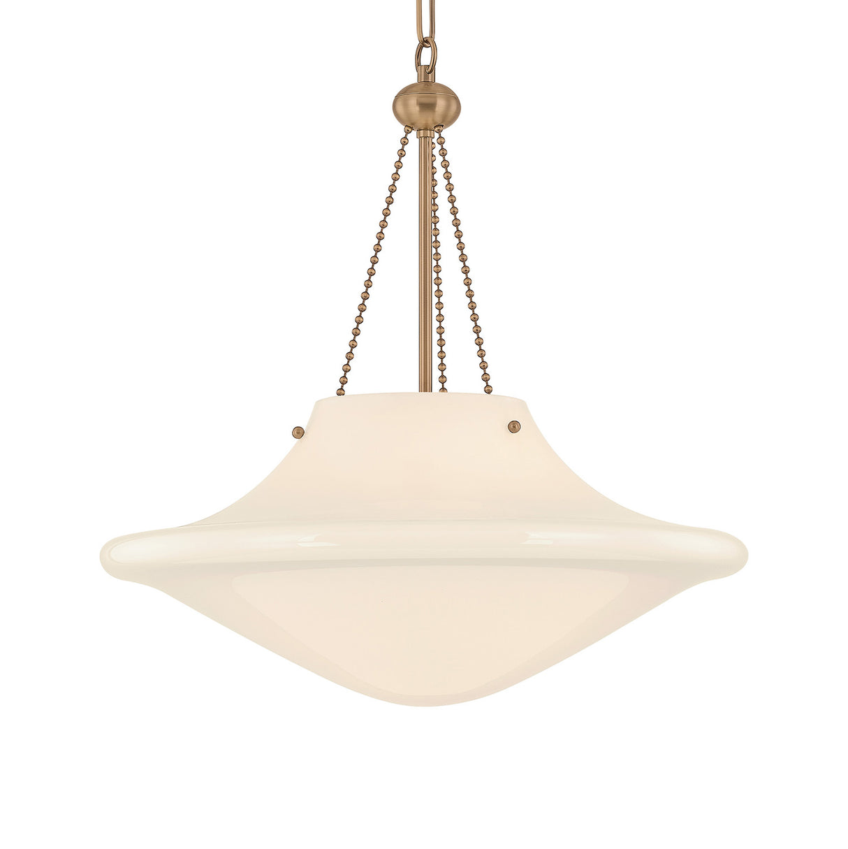 Balina Large Pendant 18", Patina Brass and Milk Glass